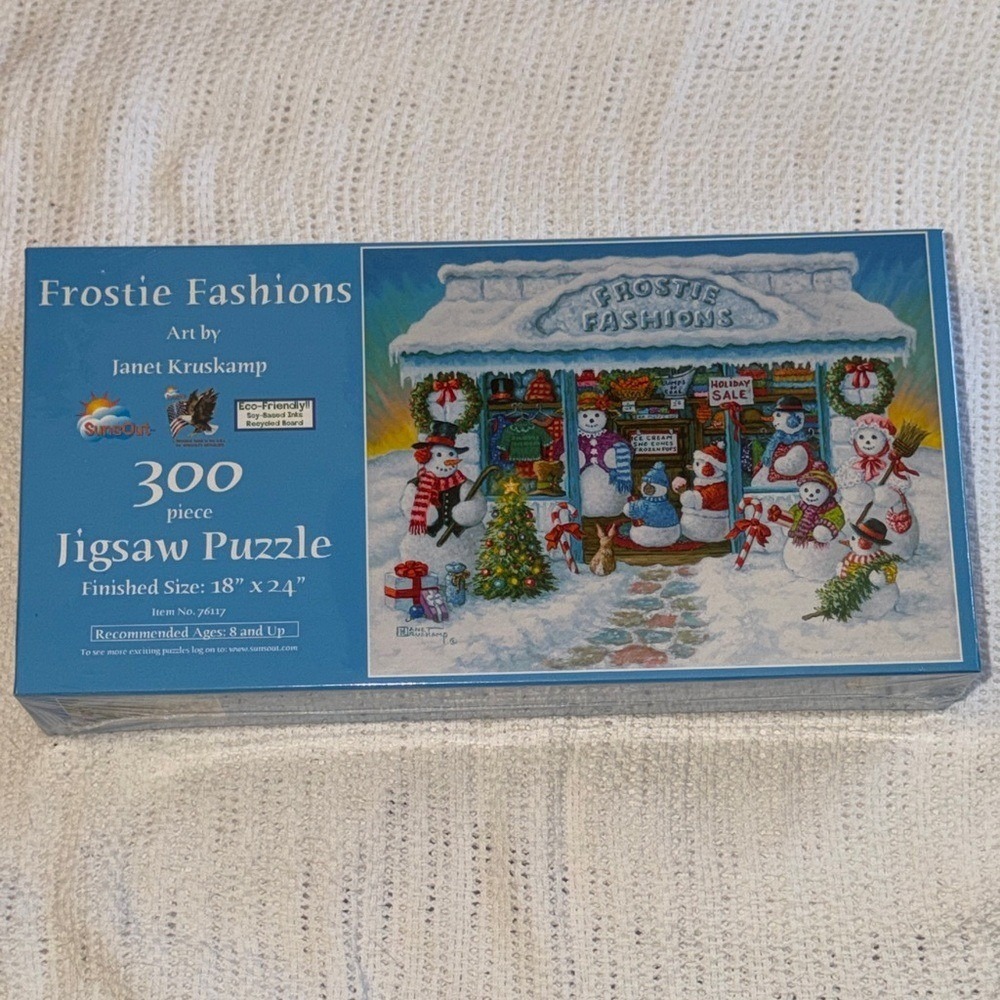 SunsOut Frostie Fashions Janet Kruskamp 300 Piece Jigsaw Puzzle Christmas 76117